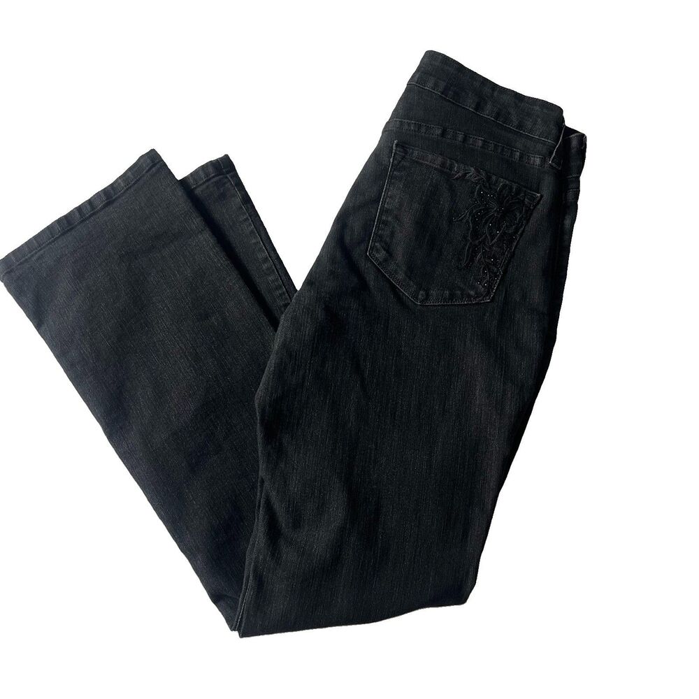 NYDJ Bootcut Boot Jeans Womens 10 Black Lift Tuck Technology Bling 28232T2016